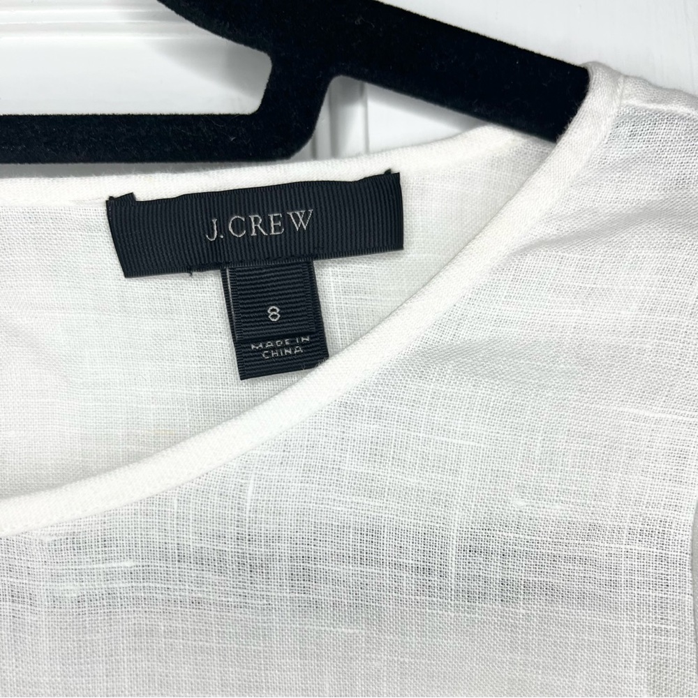 J. Crew White Linen Blouse with Blue Floral Embroidery - Picture 3 of 6